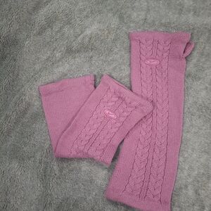 Pink Knit Leg Warmers and Arm Warmers Set